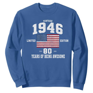 80th Birthday Sweatshirt Vintage 1946 Limited Edition 80 Years Of Being Awesome USA Flag