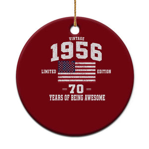 70th Birthday Ceramic Ornament Vintage 1956 Limited Edition 70 Years Of Being Awesome USA Flag