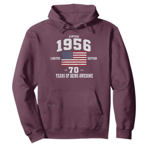 70th Birthday Hoodie Vintage 1956 Limited Edition 70 Years Of Being Awesome USA Flag