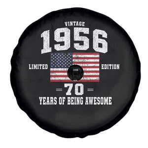 70th Birthday Spare Tire Cover Vintage 1956 Limited Edition 70 Years Of Being Awesome USA Flag