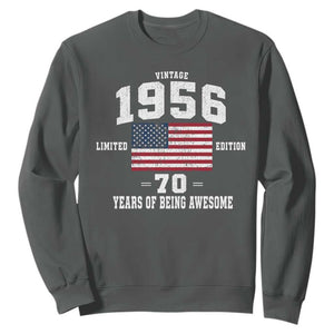 70th Birthday Sweatshirt Vintage 1956 Limited Edition 70 Years Of Being Awesome USA Flag