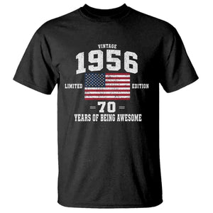 70th Birthday T Shirt Vintage 1956 Limited Edition 70 Years Of Being Awesome USA Flag