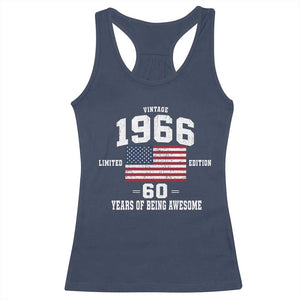 60th Birthday Racerback Tank Top Vintage 1966 Limited Edition 60 Years Of Being Awesome USA Flag