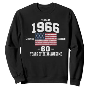 60th Birthday Sweatshirt Vintage 1966 Limited Edition 60 Years Of Being Awesome USA Flag
