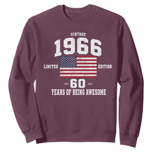 60th Birthday Sweatshirt Vintage 1966 Limited Edition 60 Years Of Being Awesome USA Flag