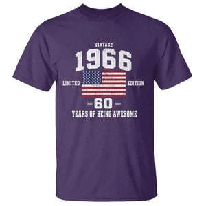 60th Birthday T Shirt Vintage 1966 Limited Edition 60 Years Of Being Awesome USA Flag