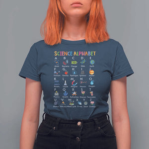 Science T Shirt For Women Alphabet Physical Is All Around Us Teacher TS11 Navy Print Your Wear