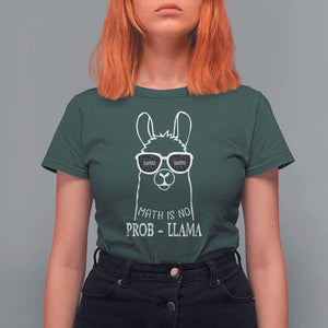 Funny Math Llama T Shirt For Women Math Is No Problem Back To School TS11 Dark Forest Green Print Your Wear