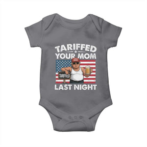 Funny Trump Beer Tariffed Your Mom Last Night Baby Onesie American Flag TS11 Charcoal Print Your Wear