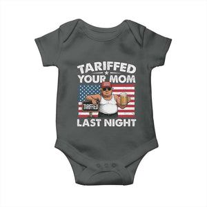 Funny Trump Beer Tariffed Your Mom Last Night Baby Onesie American Flag TS11 Dark Heather Print Your Wear