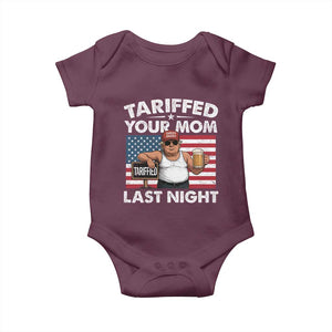 Funny Trump Beer Tariffed Your Mom Last Night Baby Onesie American Flag TS11 Maroon Print Your Wear