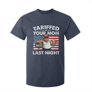 Funny Trump Beer Tariffed Your Mom Last Night T Shirt For Kid American Flag TS11 Navy Print Your Wear