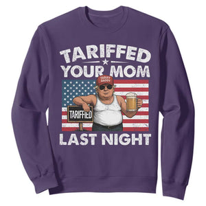 Funny Trump Beer Tariffed Your Mom Last Night Sweatshirt American Flag TS11 Purple Print Your Wear
