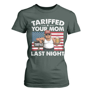 Funny Trump Beer Tariffed Your Mom Last Night T Shirt For Women American Flag TS11 Dark Forest Green Print Your Wear