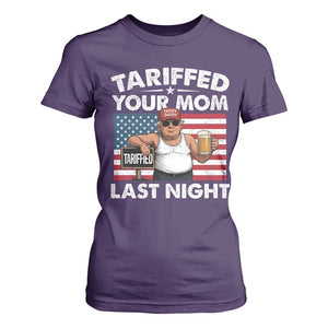 Funny Trump Beer Tariffed Your Mom Last Night T Shirt For Women American Flag TS11 Purple Print Your Wear