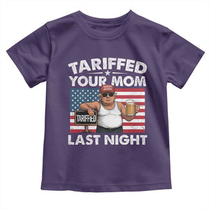 Funny Trump Beer Tariffed Your Mom Last Night Toddler T Shirt American Flag TS11 Purple Print Your Wear