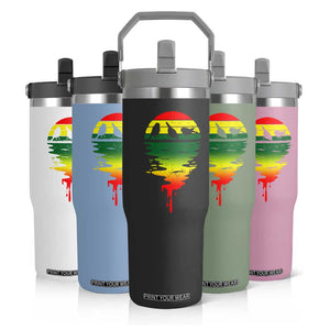 Three Birds Flip Straw Tumbler Rasta Sunset Reggae Music Jamaica Reflection TS11 Print Your Wear