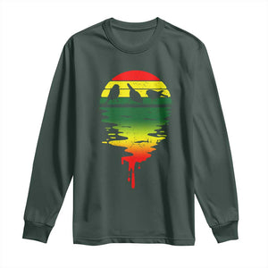 Three Birds Long Sleeve Shirt Rasta Sunset Reggae Music Jamaica Reflection TS11 Dark Forest Green Print Your Wear