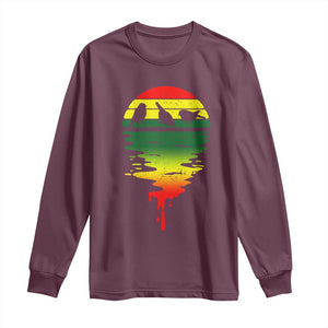 Three Birds Long Sleeve Shirt Rasta Sunset Reggae Music Jamaica Reflection TS11 Maroon Print Your Wear