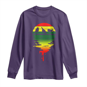 Three Birds Long Sleeve Shirt Rasta Sunset Reggae Music Jamaica Reflection TS11 Purple Print Your Wear