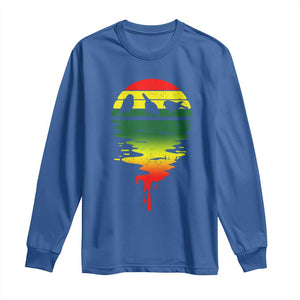 Three Birds Long Sleeve Shirt Rasta Sunset Reggae Music Jamaica Reflection TS11 Royal Blue Print Your Wear