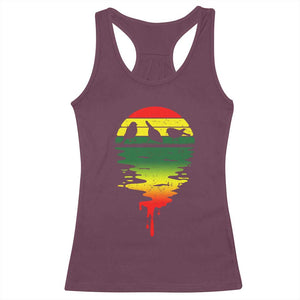 Three Birds Racerback Tank Top Rasta Sunset Reggae Music Jamaica Reflection TS11 Maroon Print Your Wear