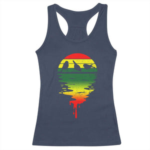 Three Birds Racerback Tank Top Rasta Sunset Reggae Music Jamaica Reflection TS11 Navy Print Your Wear