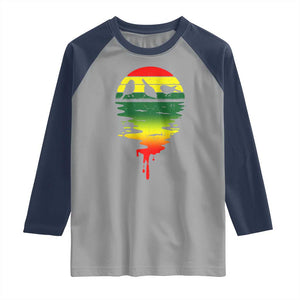 Three Birds Raglan Shirt Rasta Sunset Reggae Music Jamaica Reflection TS11 Sport Gray Navy Print Your Wear
