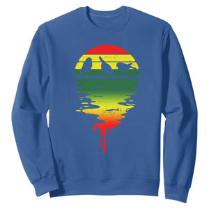 Three Birds Sweatshirt Rasta Sunset Reggae Music Jamaica Reflection TS11 Royal Blue Print Your Wear