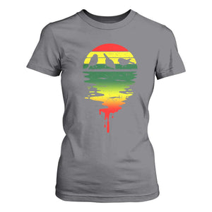 Three Birds T Shirt For Women Rasta Sunset Reggae Music Jamaica Reflection TS11 Charcoal Print Your Wear