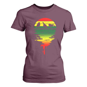 Three Birds T Shirt For Women Rasta Sunset Reggae Music Jamaica Reflection TS11 Maroon Print Your Wear