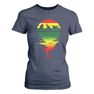 Three Birds T Shirt For Women Rasta Sunset Reggae Music Jamaica Reflection TS11 Navy Print Your Wear