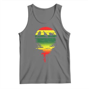 Three Birds Tank Top Rasta Sunset Reggae Music Jamaica Reflection TS11 Black Heather Print Your Wear
