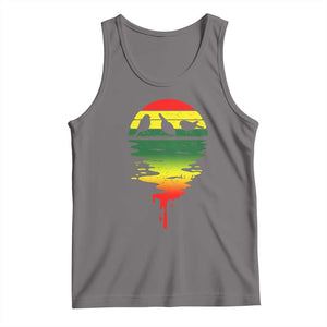 Three Birds Tank Top Rasta Sunset Reggae Music Jamaica Reflection TS11 Deep Heather Print Your Wear