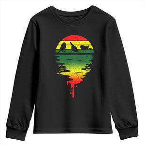 Three Birds Youth Sweatshirt Rasta Sunset Reggae Music Jamaica Reflection TS11 Black Print Your Wear