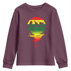 Three Birds Youth Sweatshirt Rasta Sunset Reggae Music Jamaica Reflection TS11 Maroon Print Your Wear