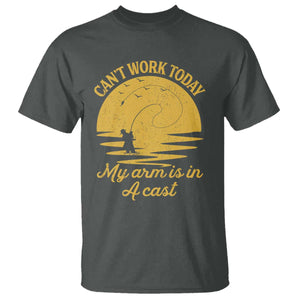 Funny Cant Work Today My Arm Is In A Cast T Shirt Fly Fishing Fathers Day TS11 Dark Heather Print Your Wear