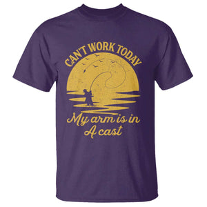 Funny Cant Work Today My Arm Is In A Cast T Shirt Fly Fishing Fathers Day TS11 Purple Print Your Wear