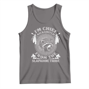 Funny I'm Chief Kickabitch From The Slapahoe Tribe Tank Top Native American Indigenous Racoon TS11 Deep Heather Print Your Wear