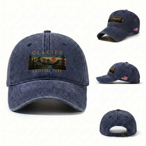 Glacier National Park Washed Cotton Baseball Cap Montana Wildlife Nature Lover