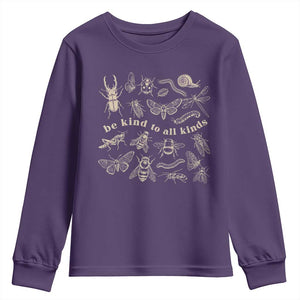 Be Kind To All Kinds Bugs Entomologist Insect Lover Youth Sweatshirt TS11 Purple Print Your Wear