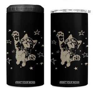90s Y2k Cat Jumping Stars 2000s Grunge Vintage Graphic 4 in 1 Can Cooler Tumbler