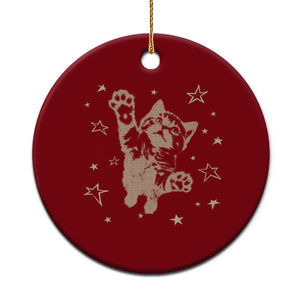 90s Y2k Cat Jumping Stars 2000s Grunge Vintage Graphic Ceramic Ornament