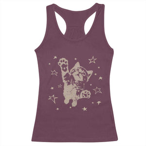 90s Y2k Cat Jumping Stars 2000s Grunge Vintage Graphic Racerback Tank Top