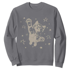 90s Y2k Cat Jumping Stars 2000s Grunge Vintage Graphic Sweatshirt