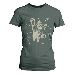 90s Y2k Cat Jumping Stars 2000s Grunge Vintage Graphic T Shirt For Women
