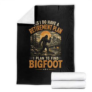 Yes I Do Have A Retirement Plan I Plan To Find Bigfoot Throw Blanket Funny Retired Bigfoot Hunter Retro Forest
