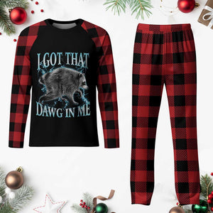 Funny Jimothy The Raccoon Plaid Pajama Set I Got That Dawg In Me Bootleg Art