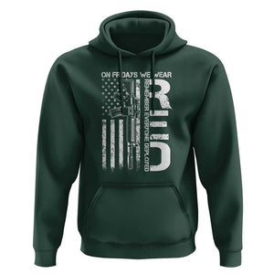 RED Friday Hoodie On Friday We Wear Red Vintage American Flag Military Gun TS11 Dark Forest Green Print Your Wear