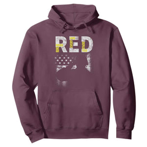 RED Friday Hoodie Remember Everyone Deployed Vintage American Flag Military Veterans TS11 Maroon Print Your Wear